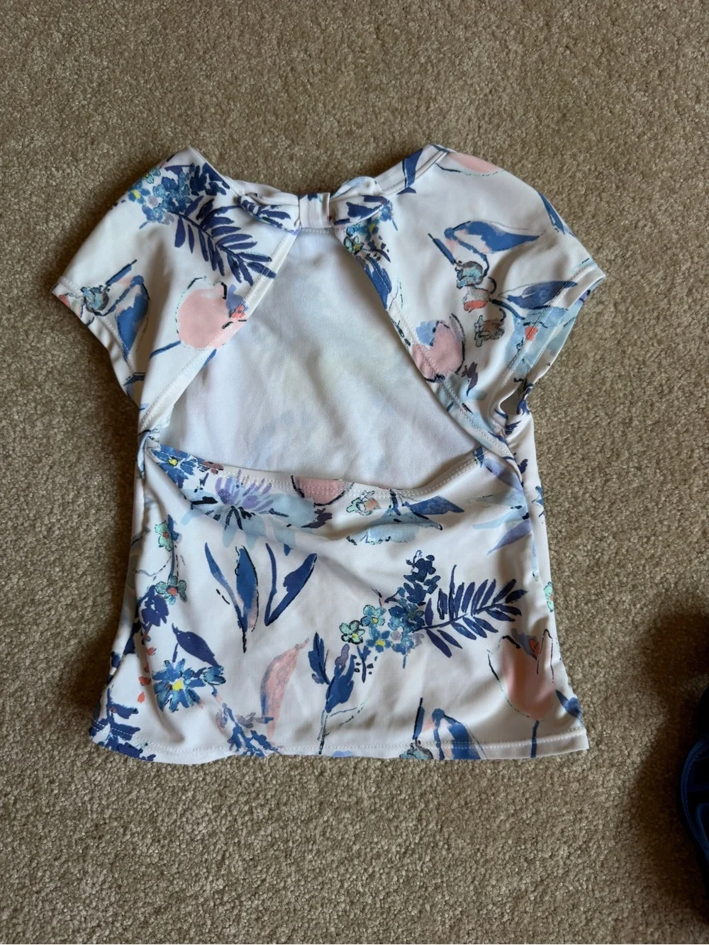 Old Navy Girls Floral Short-Sleeve Rash Guard Set - Navy, White & Pink